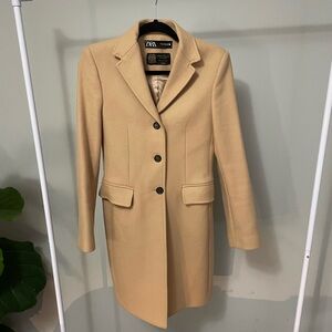 Zara Premium Camel Pea Winter Coat Size XS